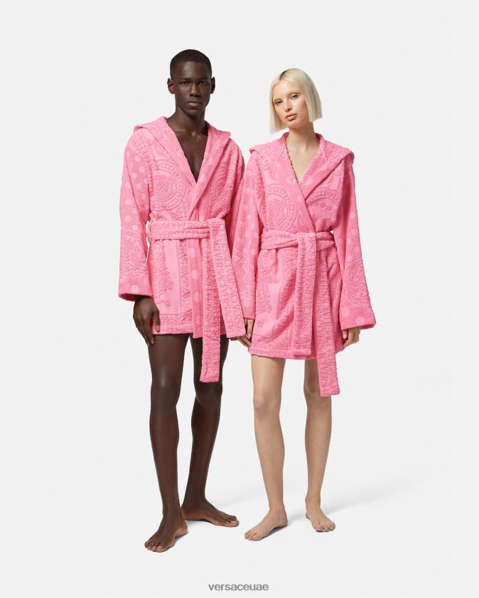 نحيف رداء حمام قصير بتصميم صدف باروكي Versace لون القرنفل 0FVD2J1081 الملابس الداخلية وملابس البحر