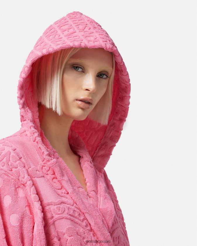 نحيف رداء حمام قصير بتصميم صدف باروكي Versace لون القرنفل 0FVD2J1081 الملابس الداخلية وملابس البحر