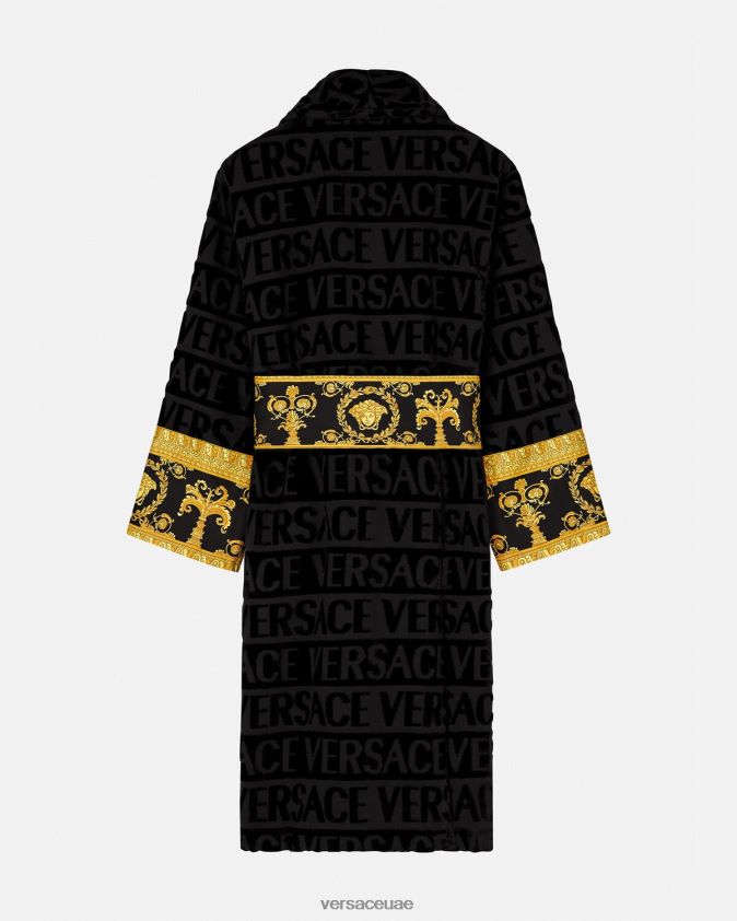 نحيف أنا رداء الحمام الباروكي Versace أسود 0FVD2J1084 الملابس الداخلية وملابس البحر