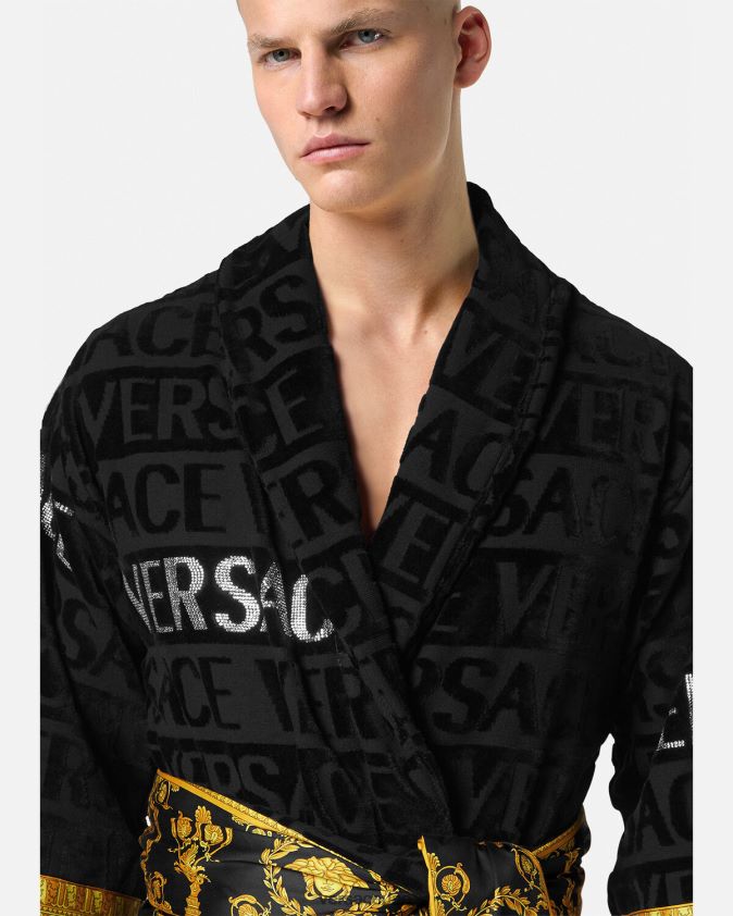 نحيف رداء حمام كريستالي بالكامل Versace مطبعة 0FVD2J1085 الملابس الداخلية وملابس البحر