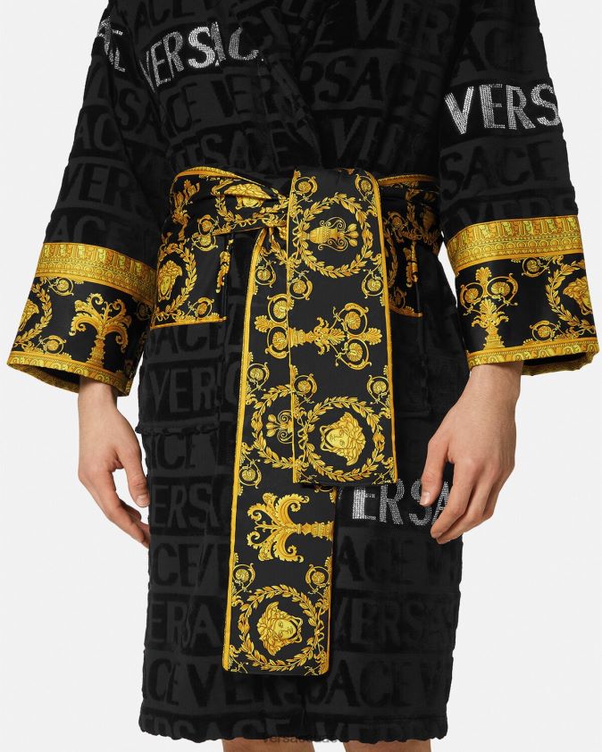 نحيف رداء حمام كريستالي بالكامل Versace مطبعة 0FVD2J1085 الملابس الداخلية وملابس البحر