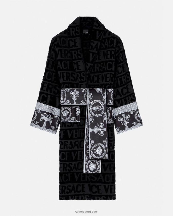 نحيف أنا رداء الحمام الباروكي Versace أسود 0FVD2J1086 الملابس الداخلية وملابس البحر