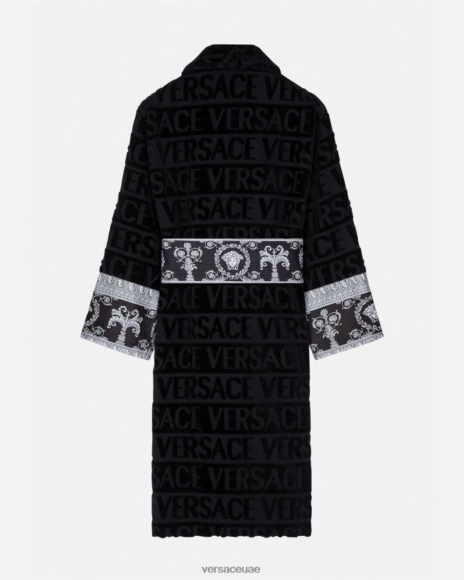 نحيف أنا رداء الحمام الباروكي Versace أسود 0FVD2J1086 الملابس الداخلية وملابس البحر