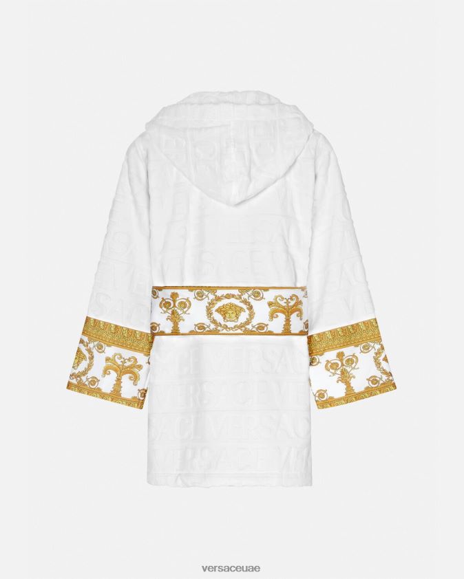 نحيف رداء حمام قصير بالكامل Versace أبيض 0FVD2J1087 الملابس الداخلية وملابس البحر