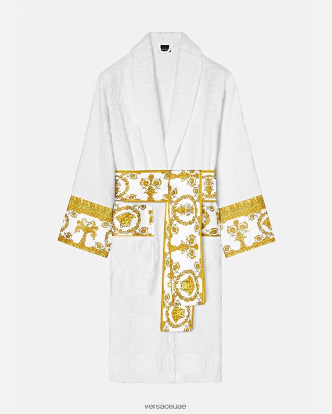 نحيف أنا رداء الحمام الباروكي Versace أبيض 0FVD2J1088 الملابس الداخلية وملابس البحر