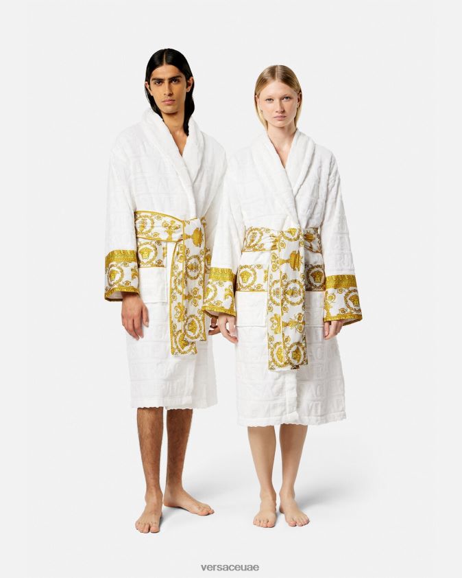نحيف أنا رداء الحمام الباروكي Versace أبيض 0FVD2J1088 الملابس الداخلية وملابس البحر