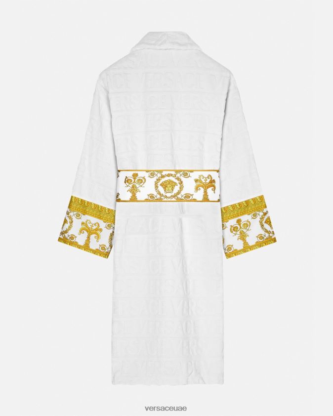 نحيف أنا رداء الحمام الباروكي Versace أبيض 0FVD2J1088 الملابس الداخلية وملابس البحر