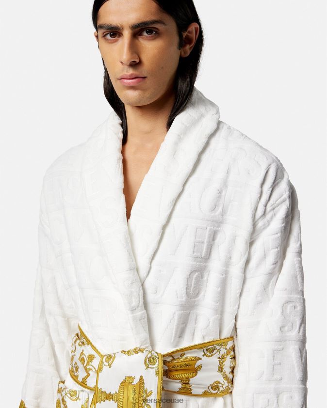 نحيف أنا رداء الحمام الباروكي Versace أبيض 0FVD2J1088 الملابس الداخلية وملابس البحر