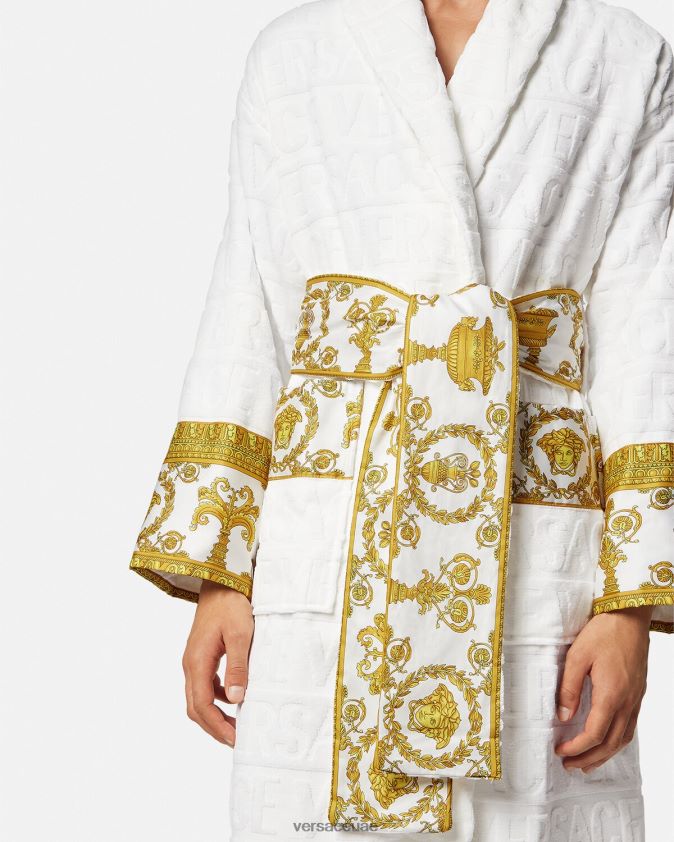 نحيف أنا رداء الحمام الباروكي Versace أبيض 0FVD2J1088 الملابس الداخلية وملابس البحر