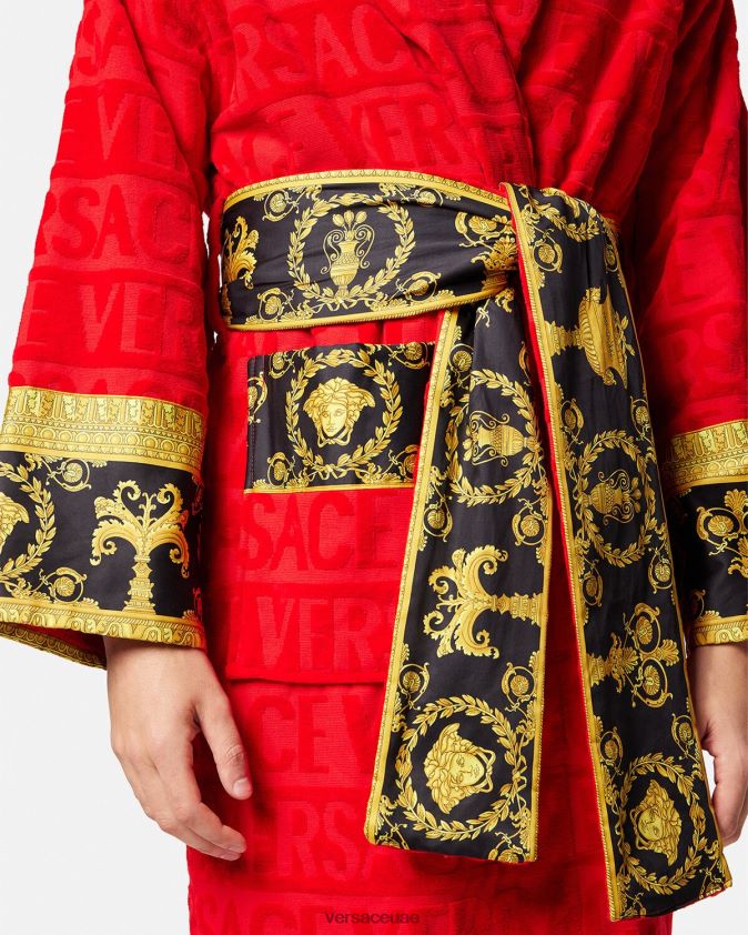 نحيف أنا رداء الحمام الباروكي Versace أحمر 0FVD2J1092 الملابس الداخلية وملابس البحر