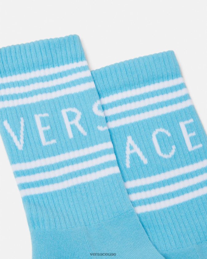 نحيف جوارب بشعار التسعينيات Versace أزرق فاتح 0FVD2J1099 الملابس الداخلية وملابس البحر