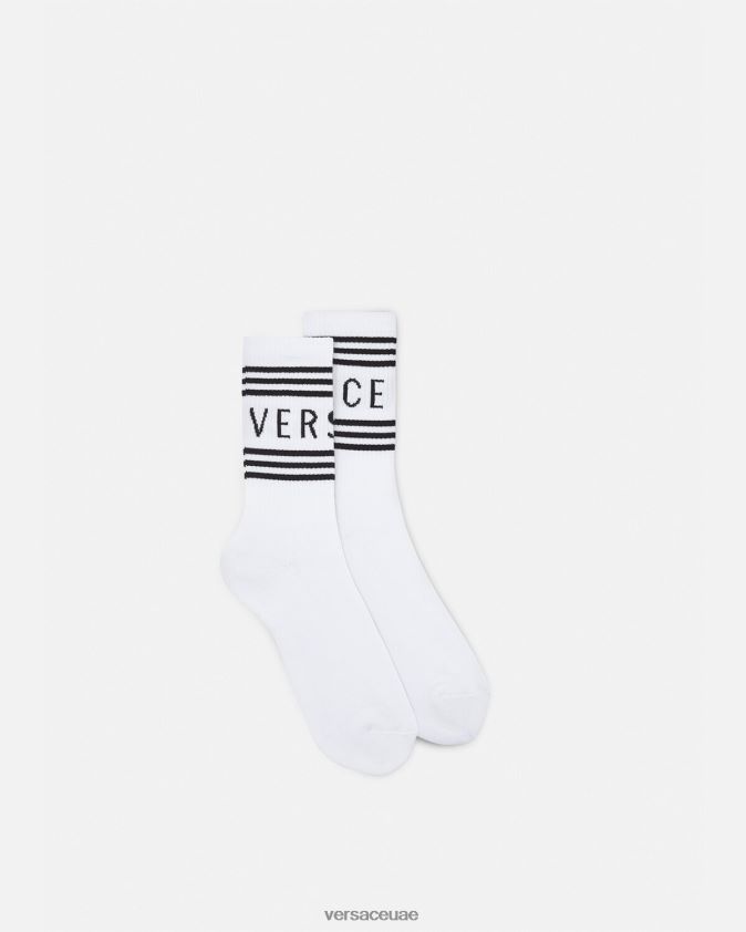 نحيف جوارب بشعار عتيق Versace أبيض 0FVD2J1100 الملابس الداخلية وملابس البحر