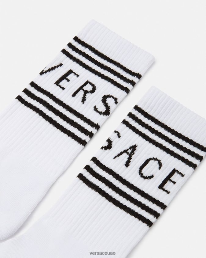 نحيف جوارب بشعار التسعينيات Versace أبيض 0FVD2J1101 الملابس الداخلية وملابس البحر