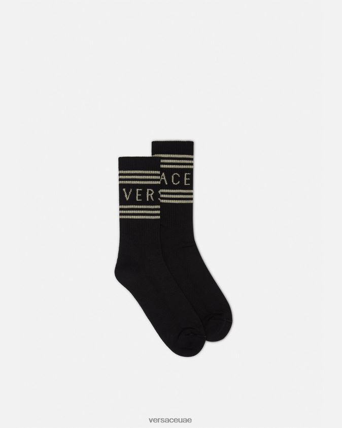نحيف جوارب بشعار التسعينيات Versace الذهب الأسود 0FVD2J1103 الملابس الداخلية وملابس البحر