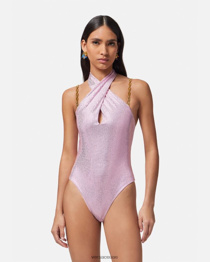 نحيف ملابس السباحة الكريستال اليونانية Versace لون القرنفل 0FVD2J1124 الملابس الداخلية وملابس البحر