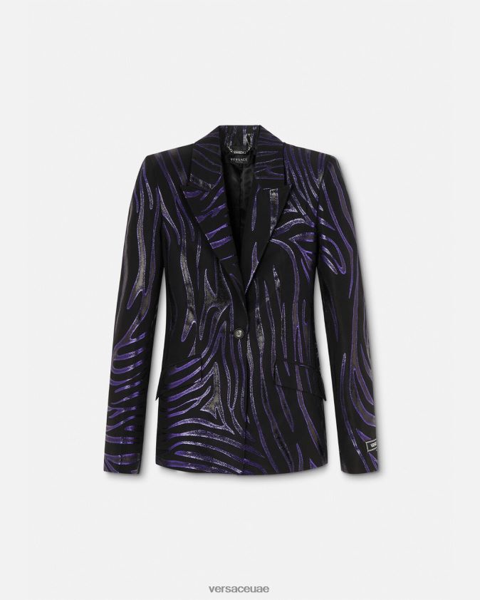 نحيف سترة حمار وحشي واحدة الصدر Versace الطباعة والبنفسجي 0FVD2J114 ملابس