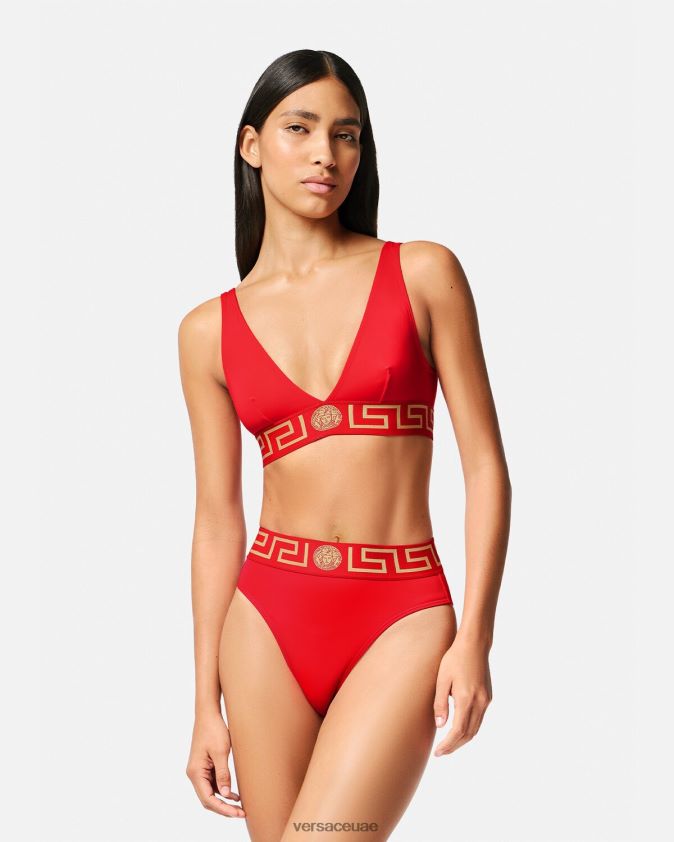 نحيف الحدود اليونانية ملخصات بيكيني عالية الخصر Versace أحمر 0FVD2J1154 الملابس الداخلية وملابس البحر