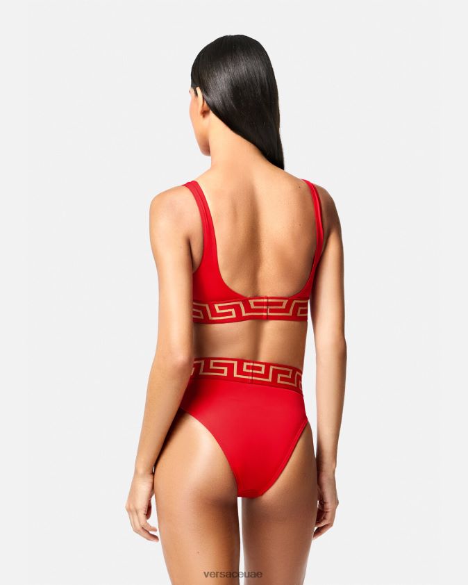 نحيف الحدود اليونانية ملخصات بيكيني عالية الخصر Versace أحمر 0FVD2J1154 الملابس الداخلية وملابس البحر
