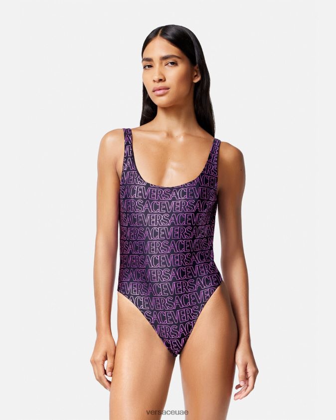 نحيف ملابس سباحة من قطعة واحدة Versace الفوشيه والطباعة 0FVD2J1169 الملابس الداخلية وملابس البحر