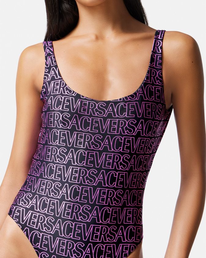 نحيف ملابس سباحة من قطعة واحدة Versace الفوشيه والطباعة 0FVD2J1169 الملابس الداخلية وملابس البحر