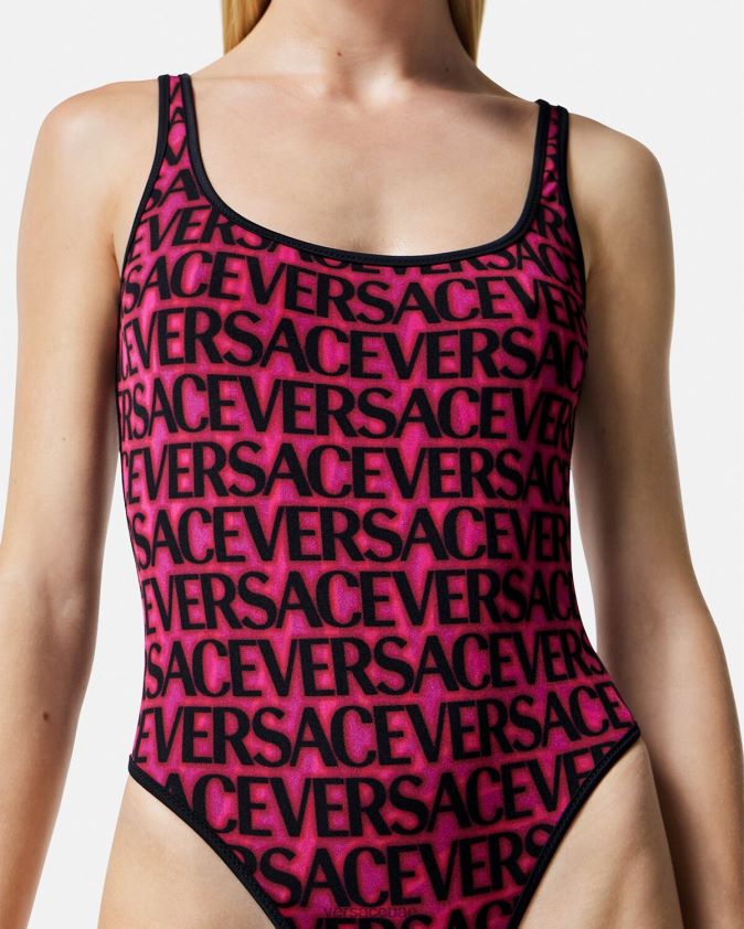 نحيف ملابس السباحة ذات الوجهين Versace الفوشيه والطباعة 0FVD2J1170 الملابس الداخلية وملابس البحر
