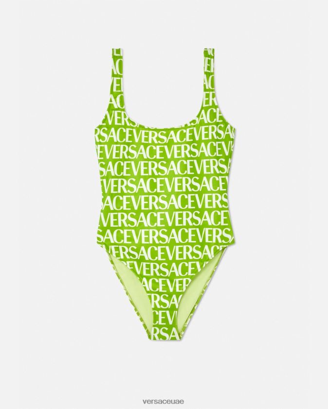 نحيف شعار قطعة واحدة ملابس السباحة Versace الأخضر والطباعة 0FVD2J1171 الملابس الداخلية وملابس البحر