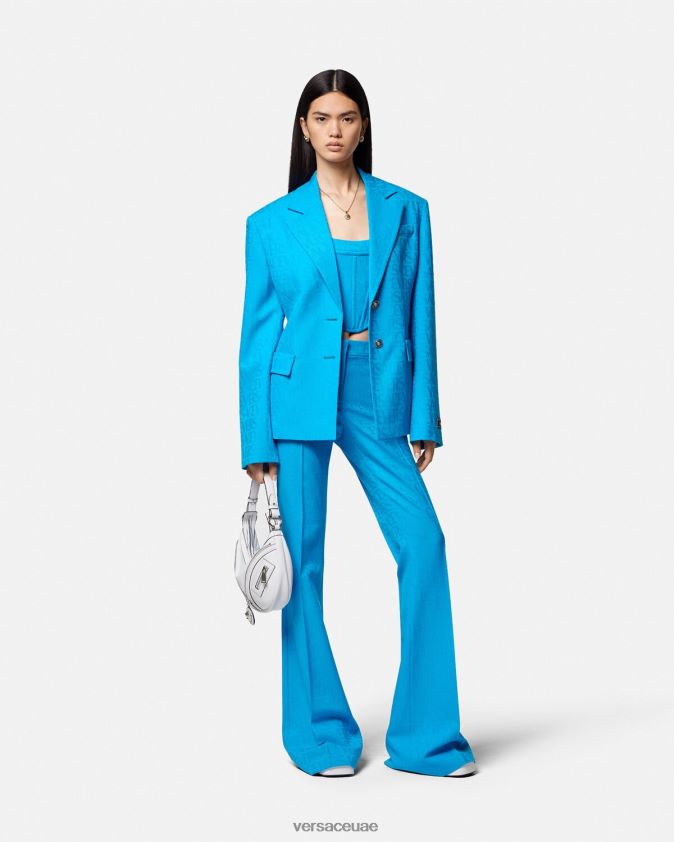 نحيف جميع أنحاء السراويل الرسمية الجاكار Versace أزرق 0FVD2J121 ملابس