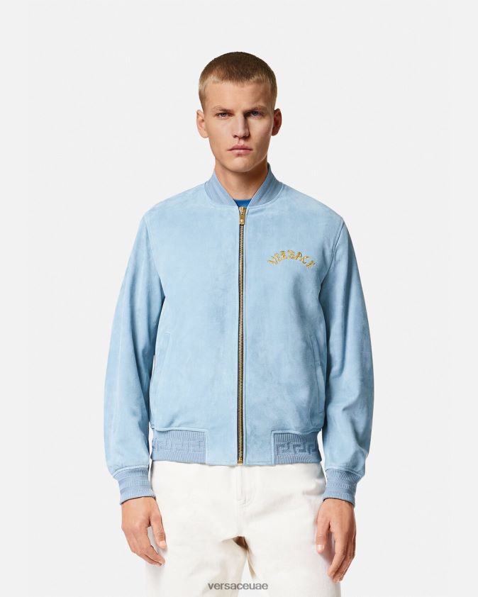 رجال سترة من جلد الغزال بشعار الباروك Versace أزرق فاتح 0FVD2J1223 ملابس