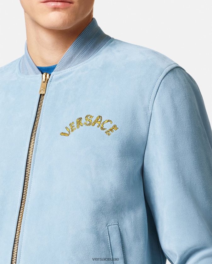 رجال سترة من جلد الغزال بشعار الباروك Versace أزرق فاتح 0FVD2J1223 ملابس