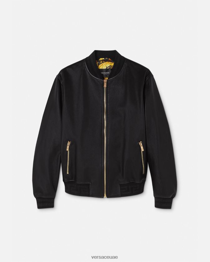 رجال سترة جلدية يونانية Versace أسود 0FVD2J1225 ملابس