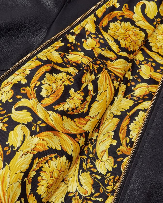 رجال سترة جلدية يونانية Versace أسود 0FVD2J1225 ملابس