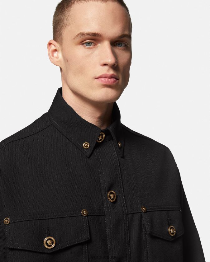 رجال قميص ميدوسا من الصوف البكر Versace أسود 0FVD2J1229 ملابس