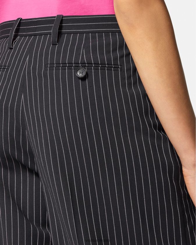 نحيف بنطال مخطط بقصة واسعة Versace أسود 0FVD2J123 ملابس