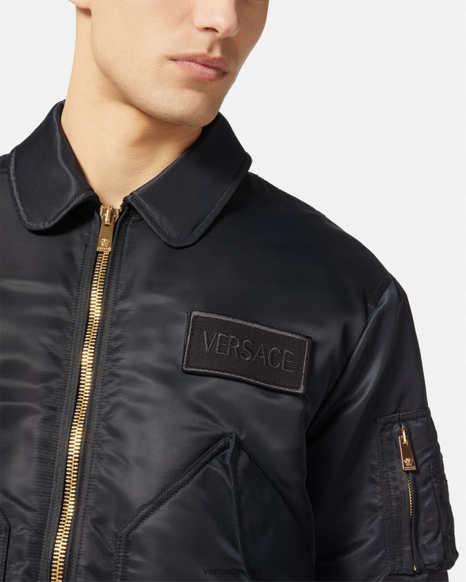 رجال سترة بومبر بشارة شعار الماركة Versace أسود 0FVD2J1250 ملابس
