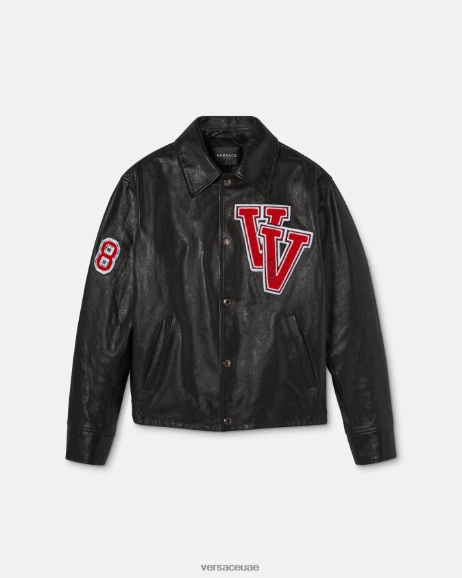 رجال سترة جلدية اسكواش Versace أسود 0FVD2J1258 ملابس