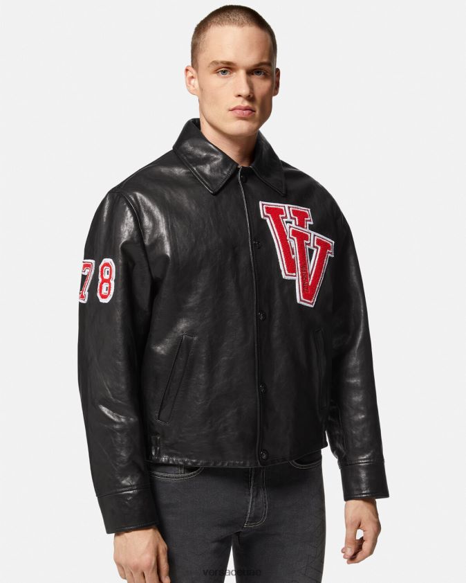 رجال سترة جلدية اسكواش Versace أسود 0FVD2J1258 ملابس