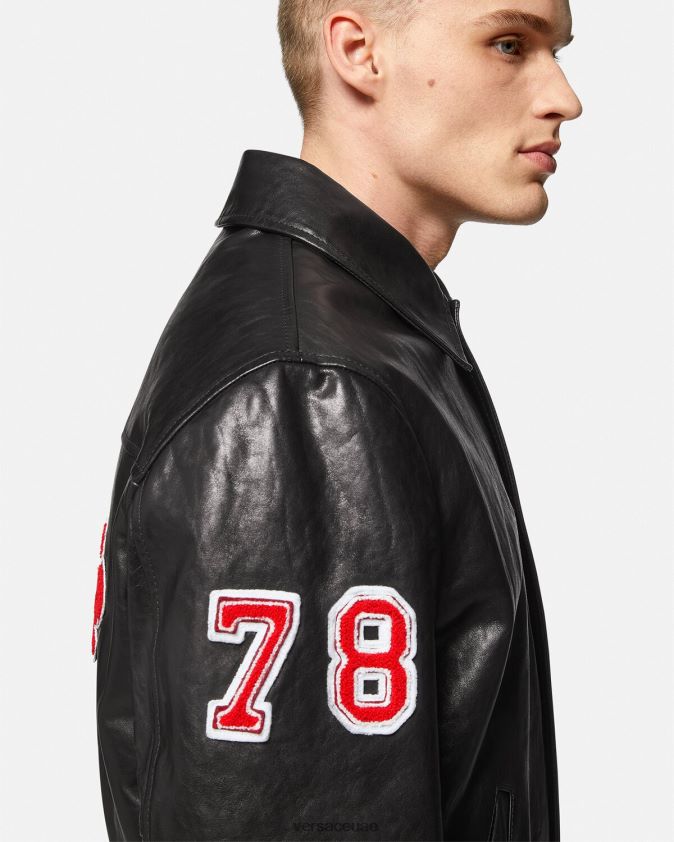 رجال سترة جلدية اسكواش Versace أسود 0FVD2J1258 ملابس