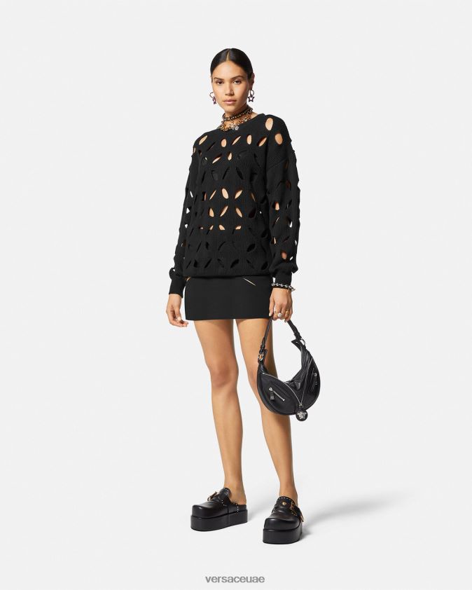 نحيف تنورة صغيرة من الصوف الممزق Versace أسود 0FVD2J125 ملابس