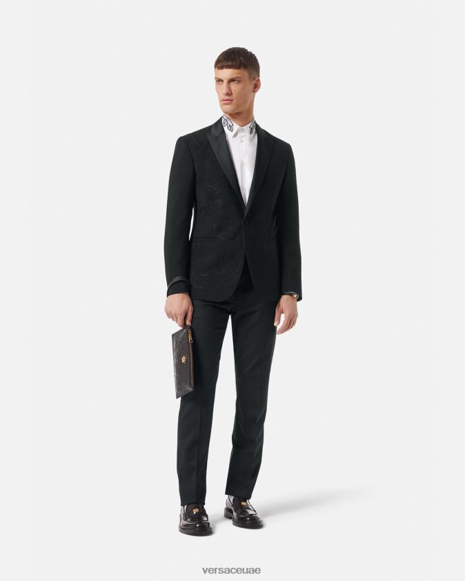 رجال سترة رسمية مطرزة بالباروكو Versace أسود 0FVD2J1262 ملابس