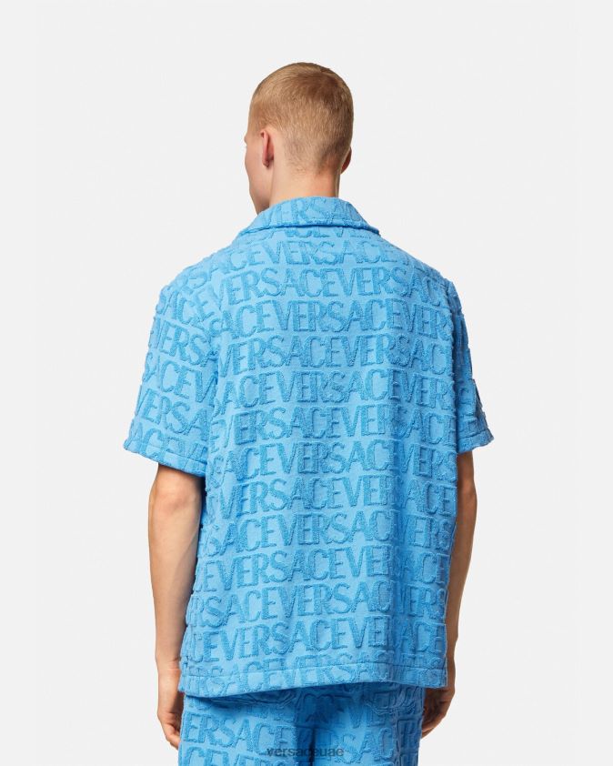 رجال قميص فوق المنشفة بالكامل Versace أزرق فاتح 0FVD2J1280 ملابس