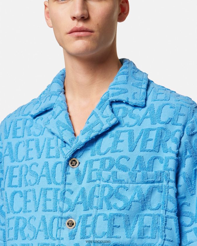 رجال قميص فوق المنشفة بالكامل Versace أزرق فاتح 0FVD2J1280 ملابس