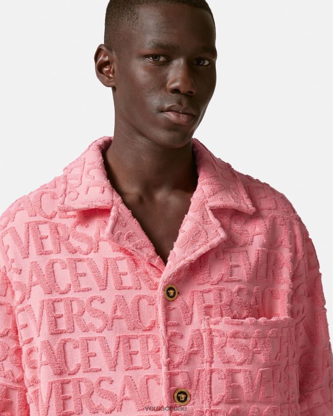 رجال قميص فوق المنشفة بالكامل Versace لون القرنفل 0FVD2J1281 ملابس