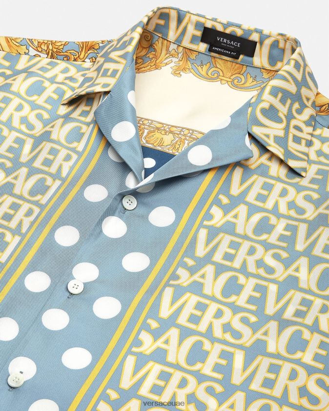 رجال قميص من الحرير بالكامل Versace مطبعة 0FVD2J1285 ملابس