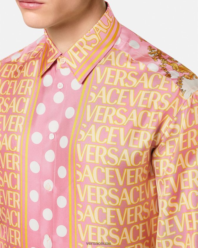 رجال قميص من الحرير بالكامل Versace مطبعة 0FVD2J1286 ملابس