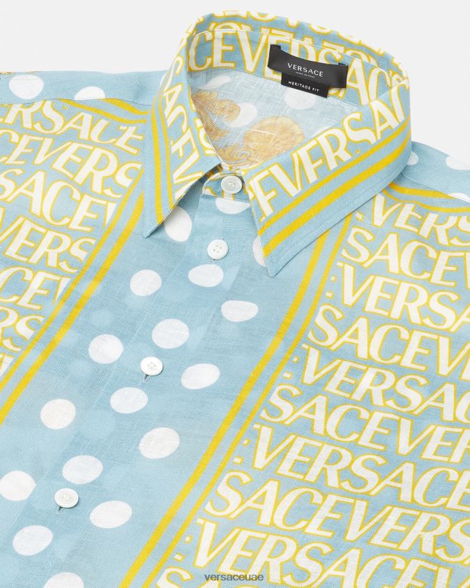 رجال قميص من الكتان بالكامل Versace مطبعة 0FVD2J1287 ملابس