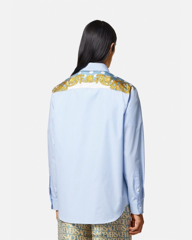 رجال قميص الباروك صدف مخطط Versace مطبعة 0FVD2J1293 ملابس