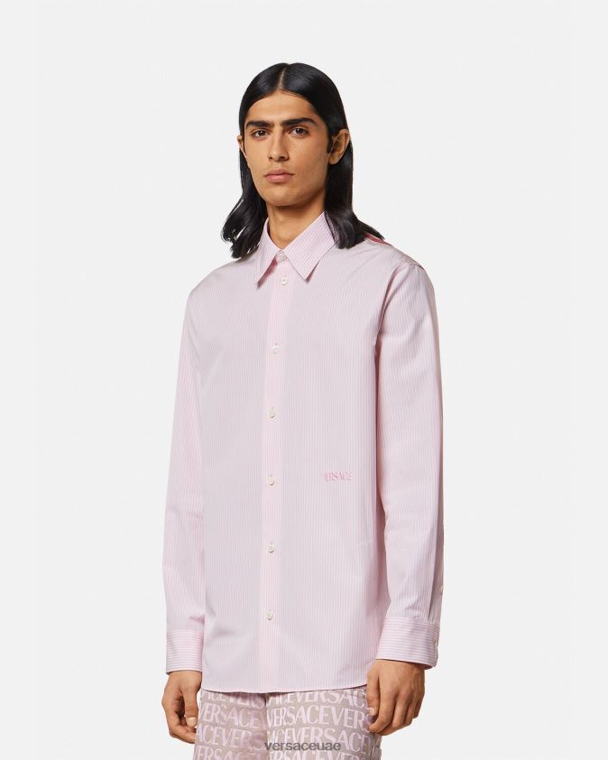 رجال قميص الباروك صدف مخطط Versace مطبعة 0FVD2J1294 ملابس