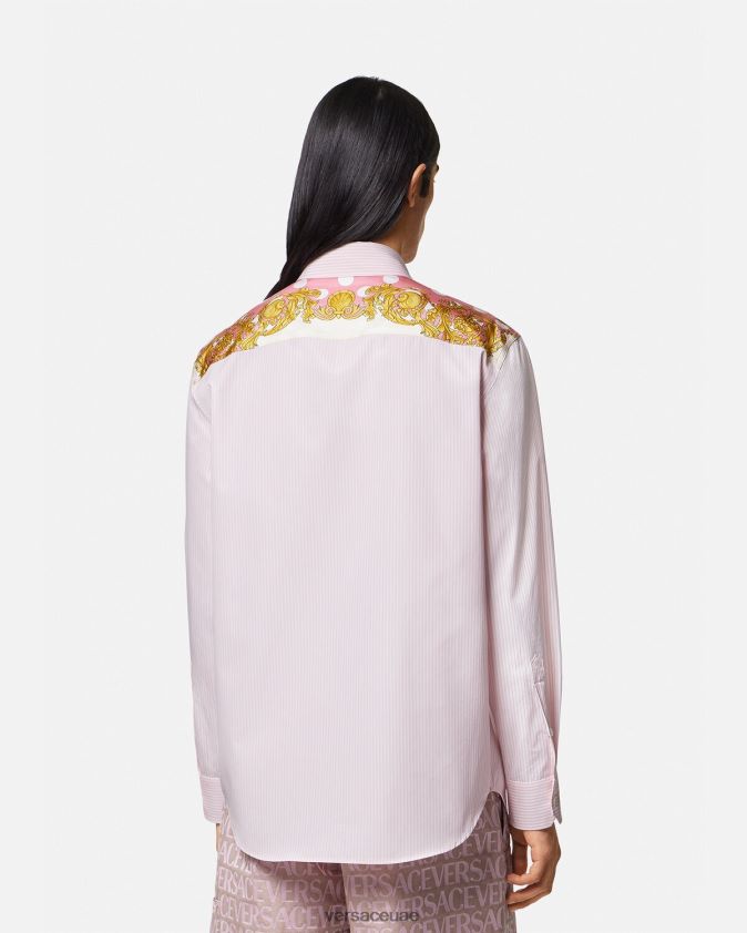 رجال قميص الباروك صدف مخطط Versace مطبعة 0FVD2J1294 ملابس