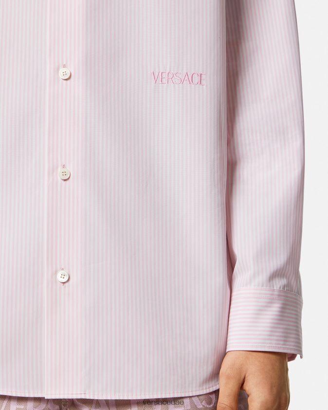 رجال قميص الباروك صدف مخطط Versace مطبعة 0FVD2J1294 ملابس
