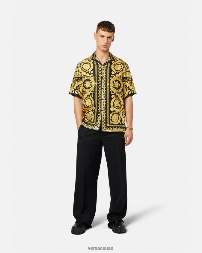 رجال قميص حريري باروكو Versace مطبعة 0FVD2J1297 ملابس
